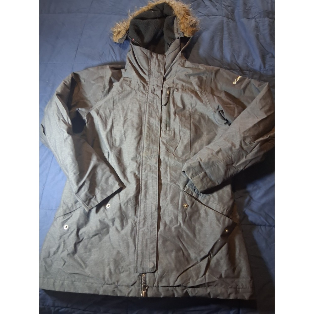 Columbia Jacket Womens Black M Full Zip Omni Heat Hooded Outdoor Winter‎ Coat